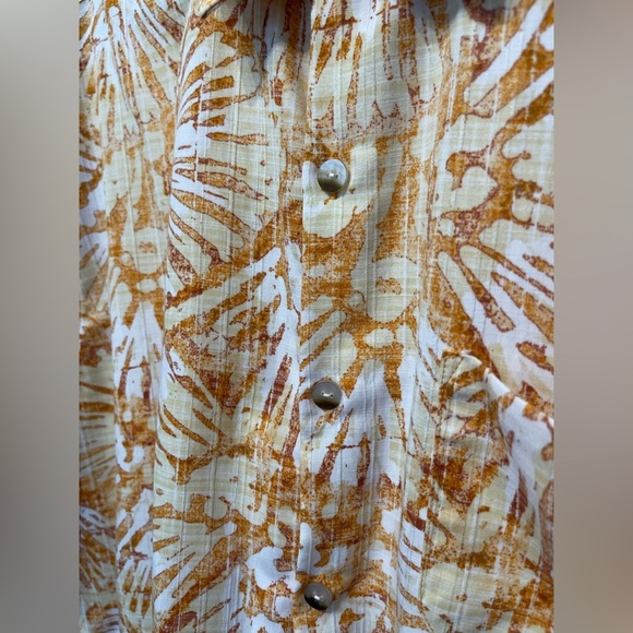 Van Heusen Mens 2Xl Plus Tropical Collared White Orange Tan Magnum PI Shirt Big - Picture 11 of 13